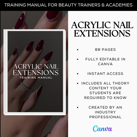 Acrylic Overlay Nail Extension Editable Canva Training Manual