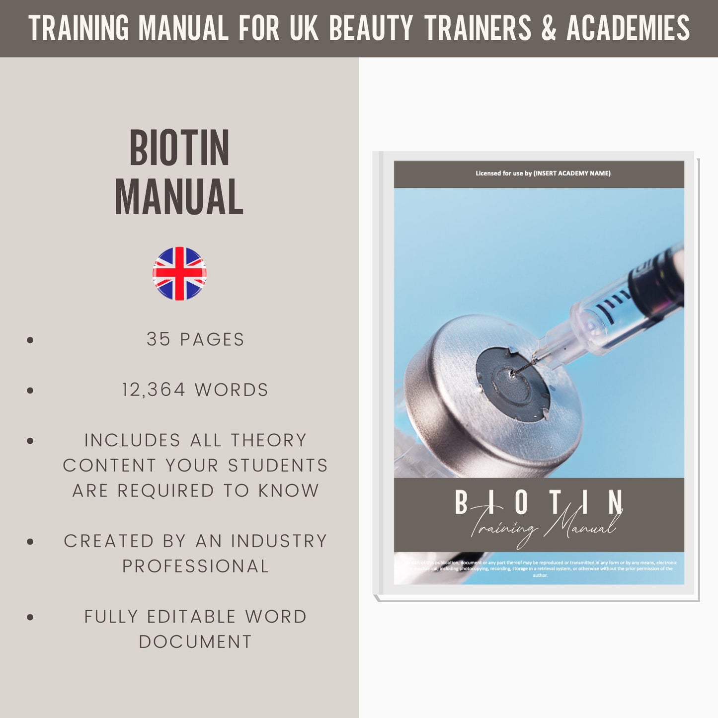 Biotin Vitamin Editable Training Manual