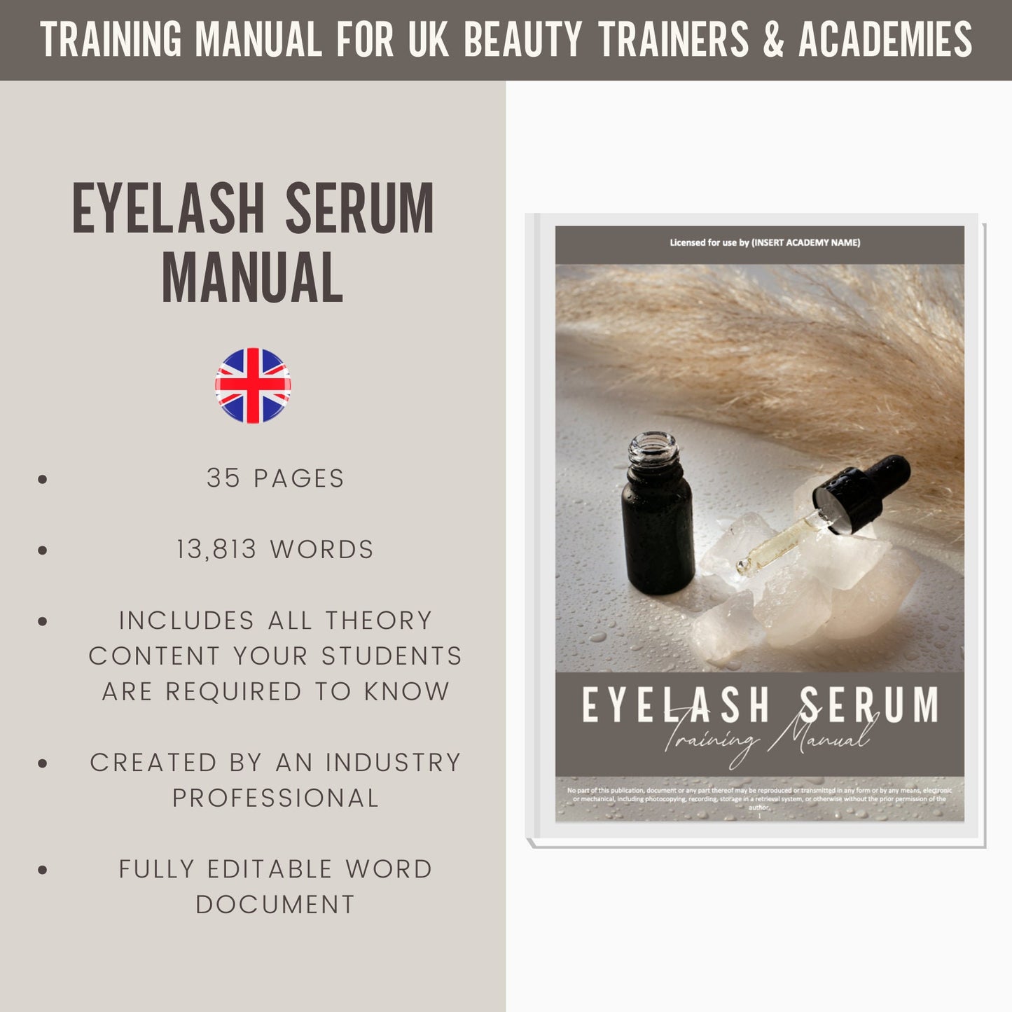 Eyelash Serum Editable Training Manual