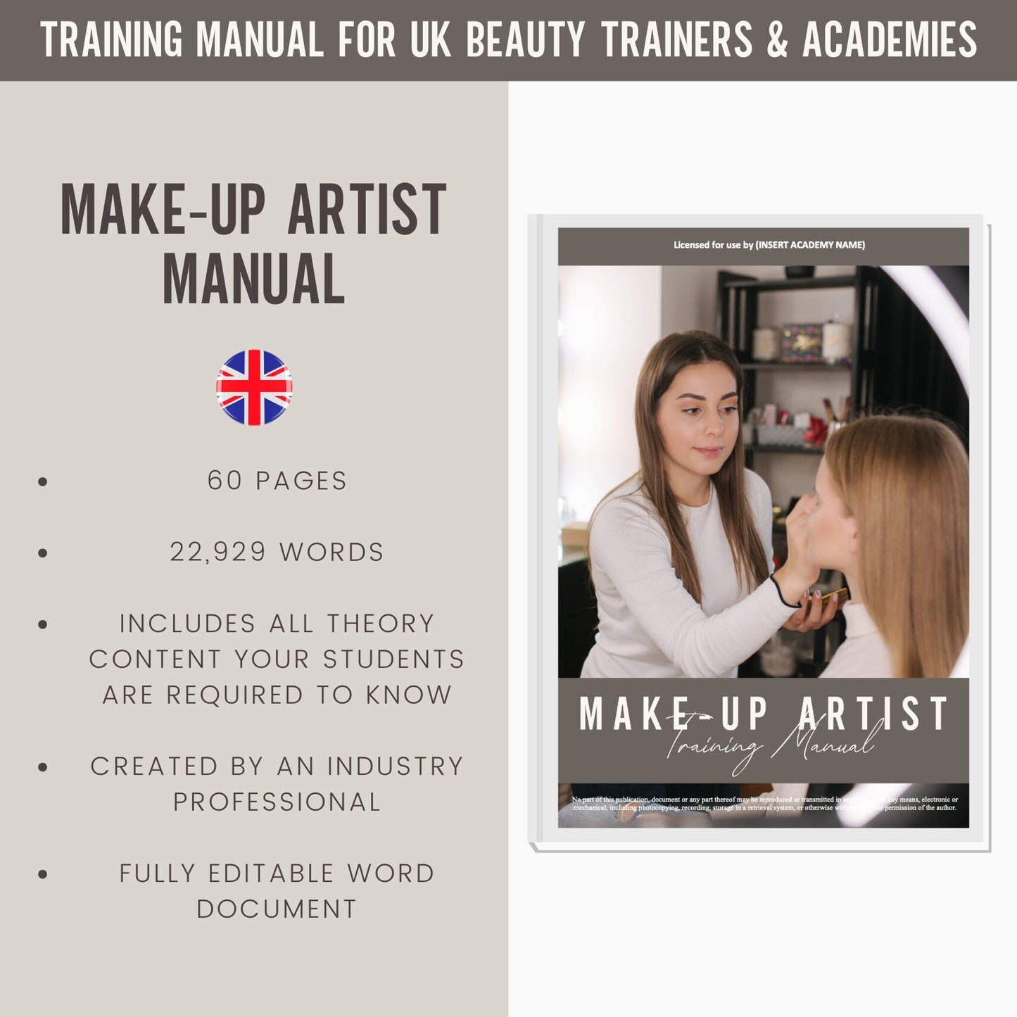 Make-Up Artist Editable Training Manual