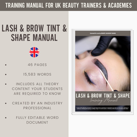 Lash and Brow Tint & Brow Shaping and Wax Editable Training Manual