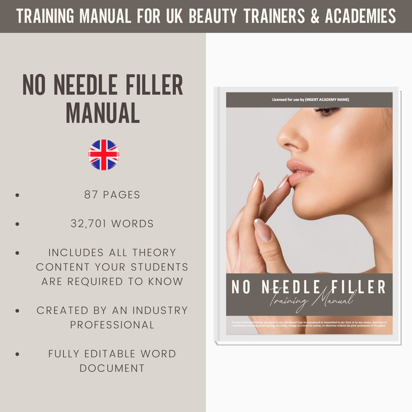 No Needle Filler Editable Training Manual